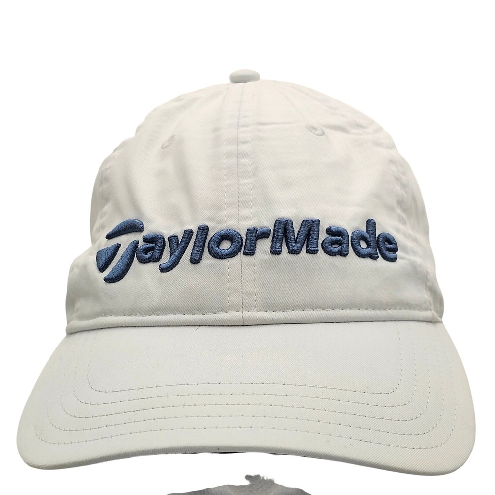 TaylorMade Golf Hat Mens White Blue Script Logo Est 1979 Tradition Strapback